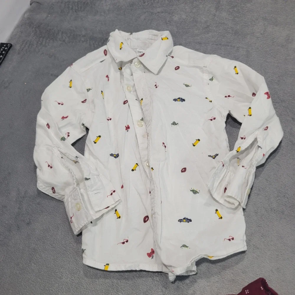 Carters‎ Childrens Place Boys 3T Multicolor Dinosaur Geometric Button Down Lot 3